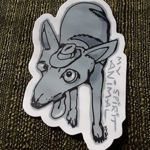 Cow Dog "MY SPIRIT ANIMAL" My Original Illustration Signed Die-Cut Sticker